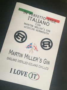Il menù con Martin Miller’s Gin e Cocchi Vermouth